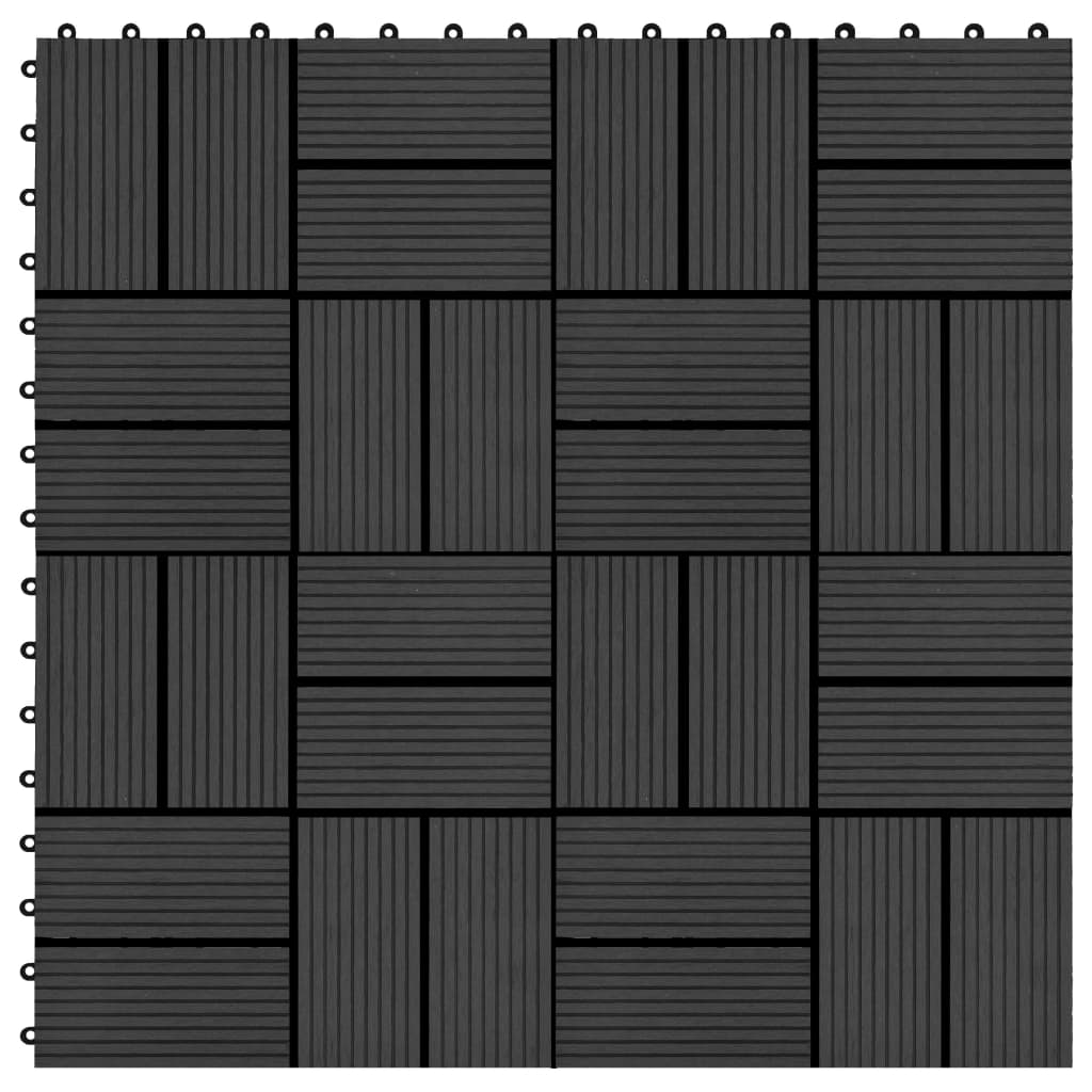Terrassefliser 11 stk WPC 30 x 30 cm 1 kvm Sort