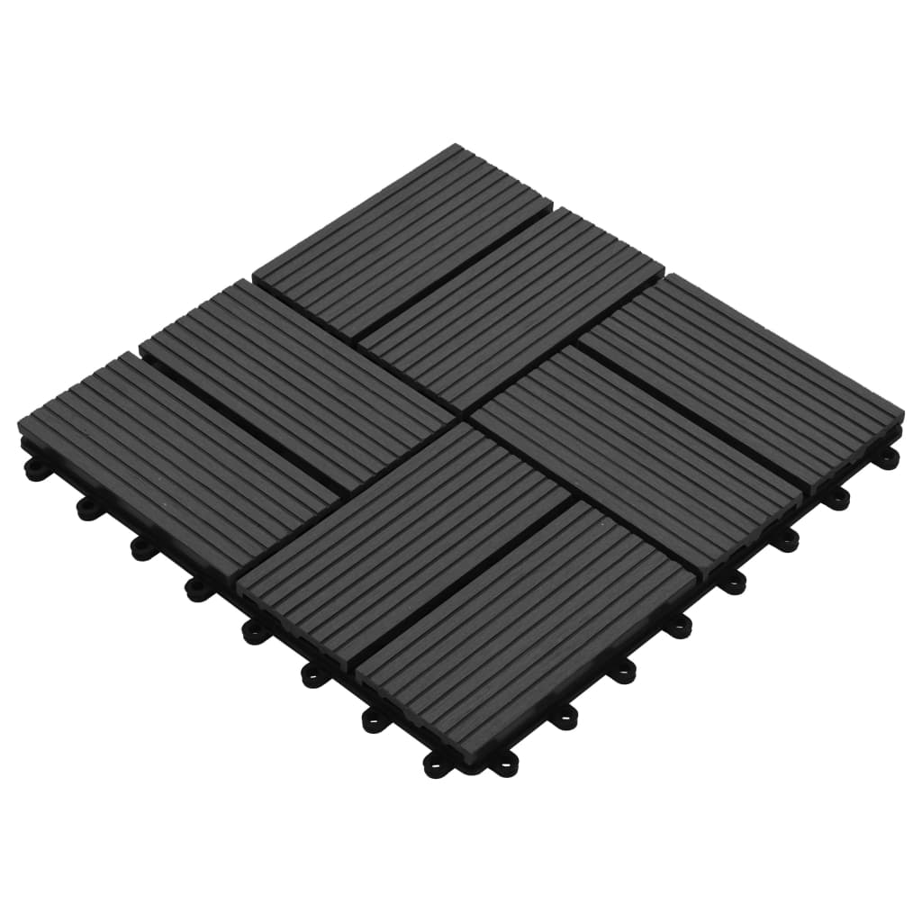 Terrassefliser 11 stk WPC 30 x 30 cm 1 kvm Sort