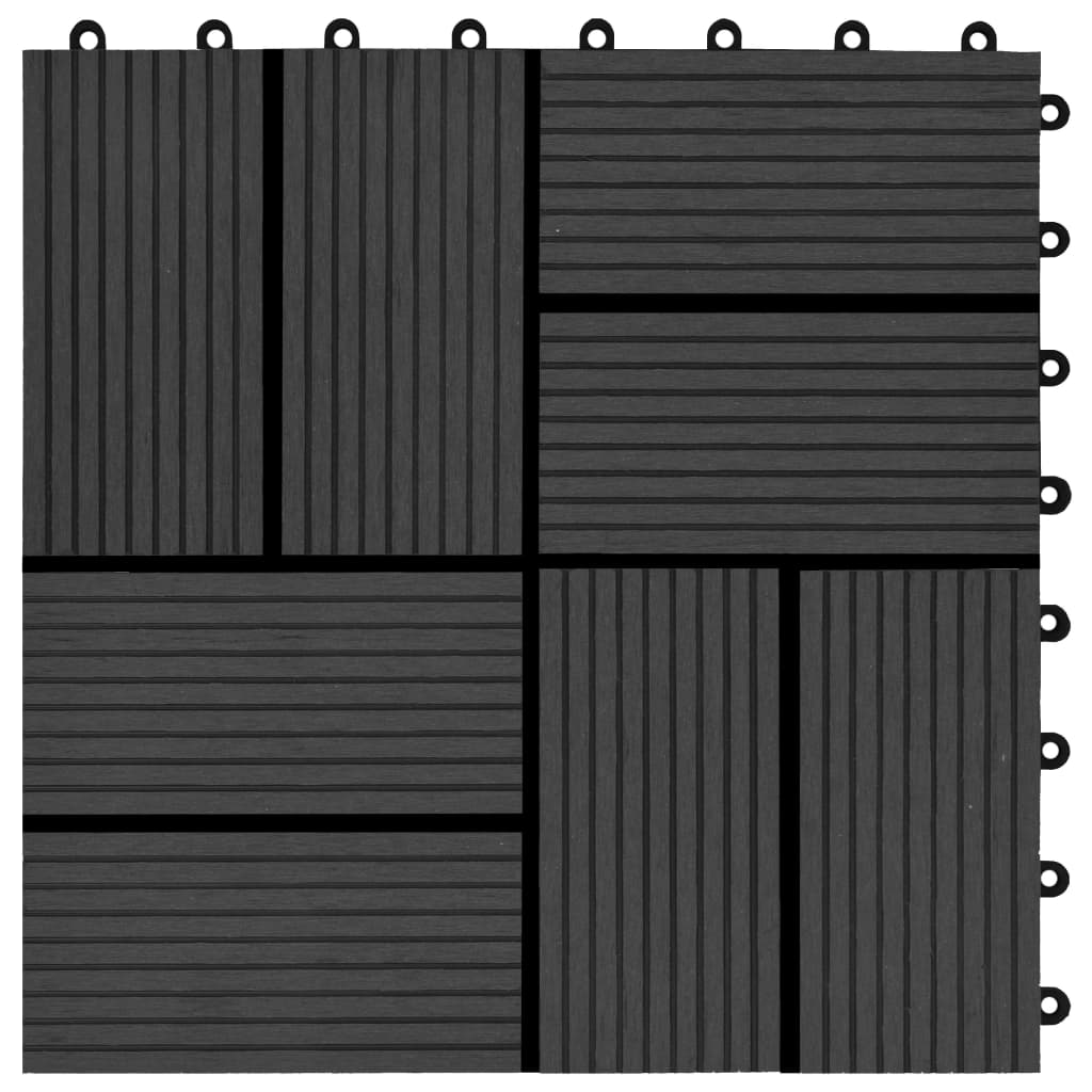 Terrassefliser 11 stk WPC 30 x 30 cm 1 kvm Sort