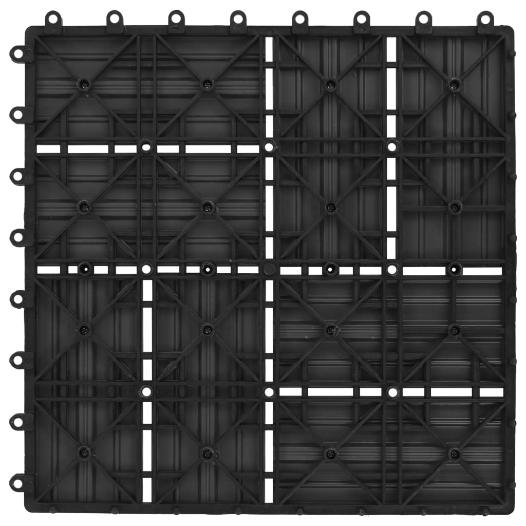 Terrassefliser 11 stk WPC 30 x 30 cm 1 kvm Sort