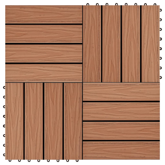 Terrassefliser 11 stk. Dybt præget WPC 30x30cm 1 kvm Lysebrun