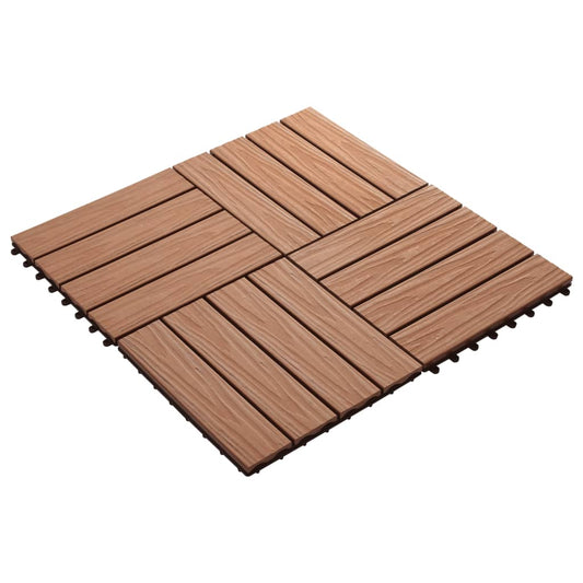 Terrassefliser 11 stk. Dybt præget WPC 30x30cm 1 kvm Lysebrun