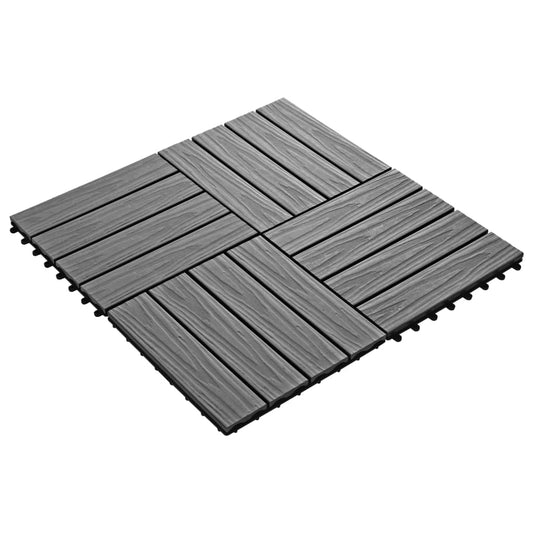 Terrassefliser 11 stk Dybt præget WPC 30x30cm 1 kvm Grå