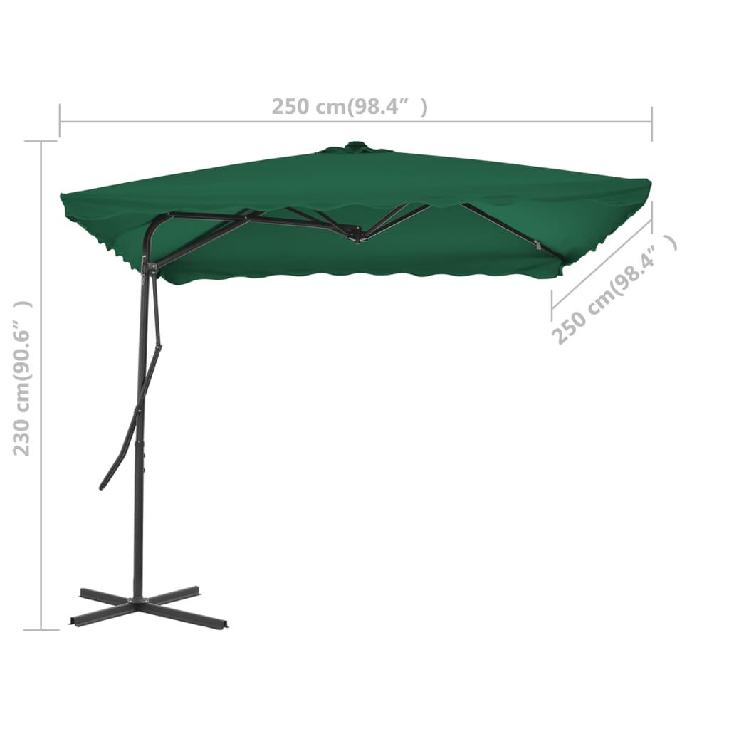 Parasol med stålstang 250x250 cm Grøn