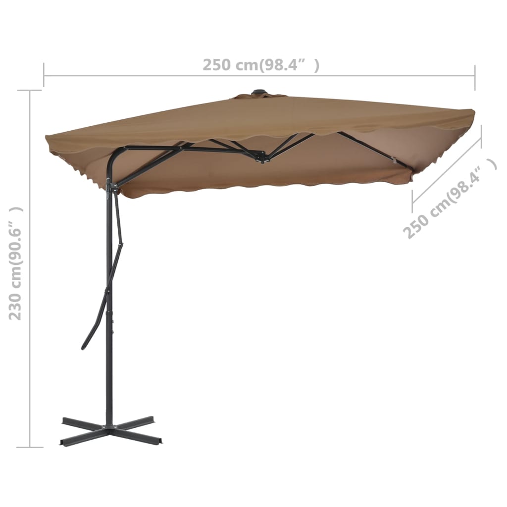 Parasol med stålstang 250x250 cm Taupe