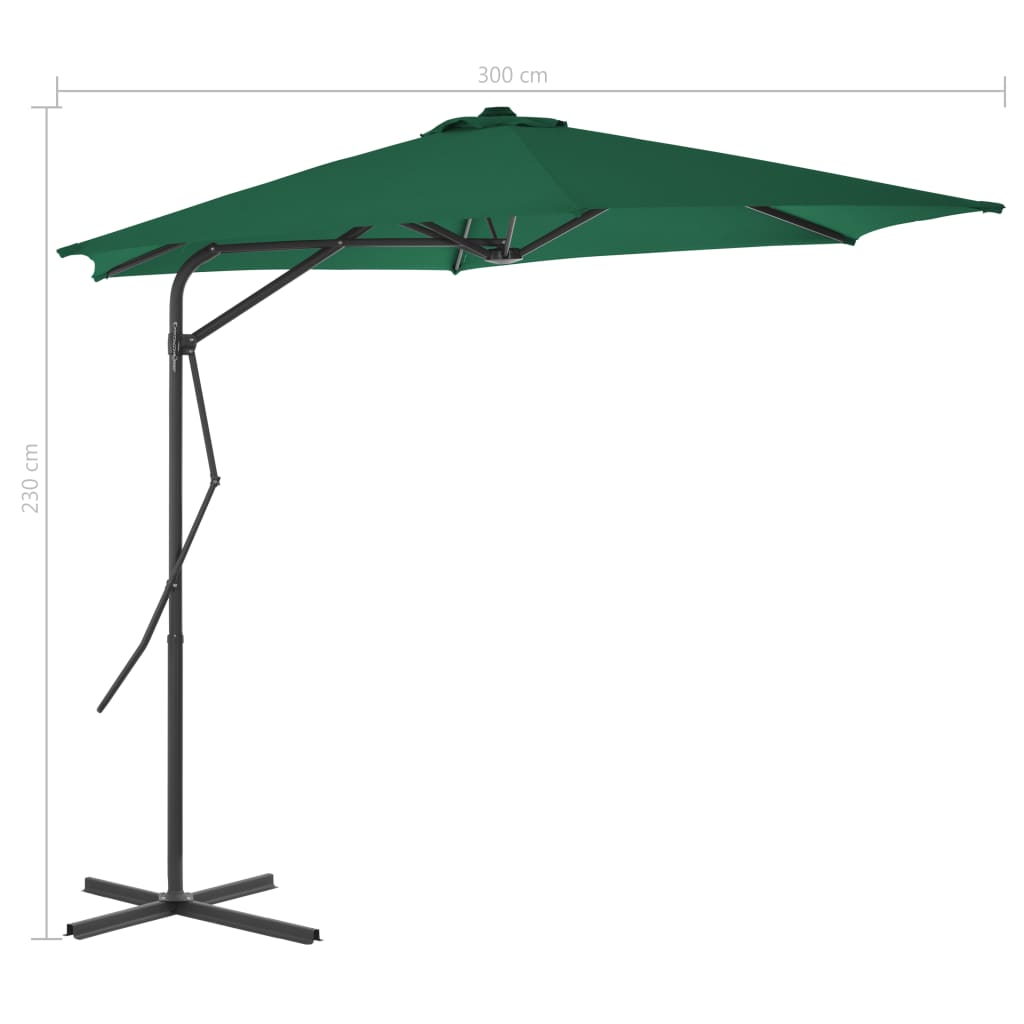 Parasol med stålstang 300 cm grøn