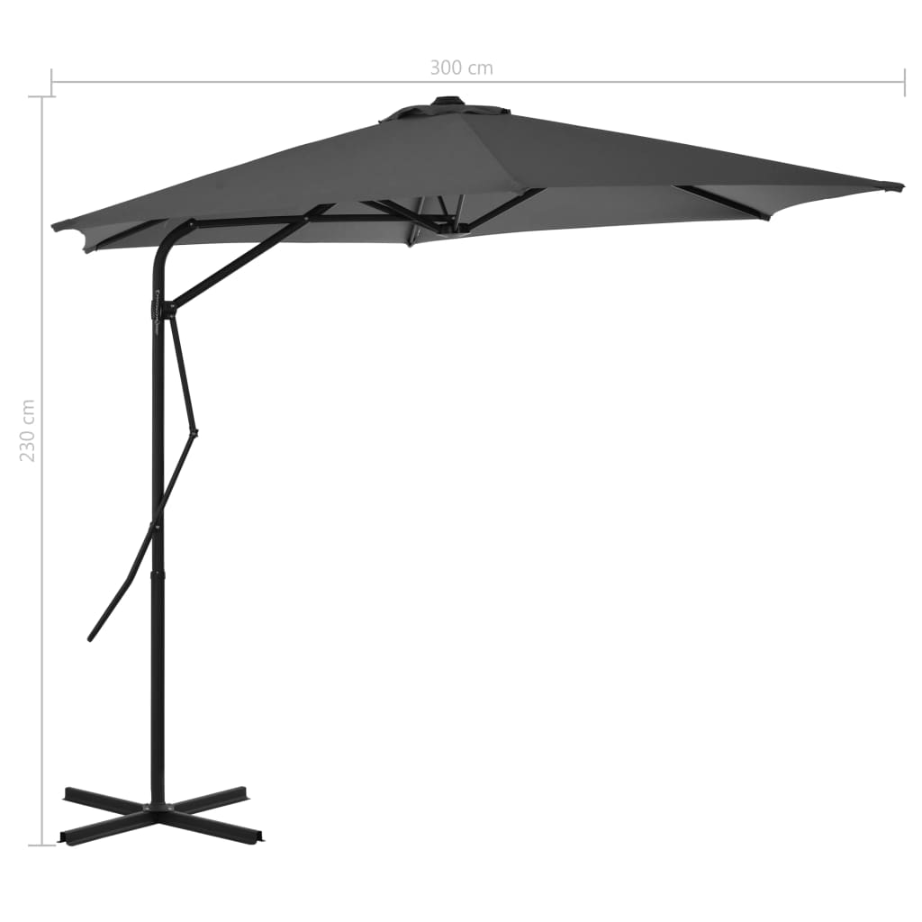 Parasol med stålstang 300 cm antracit