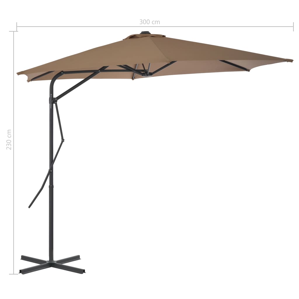 Parasol med stålstang 300 cm Taupe