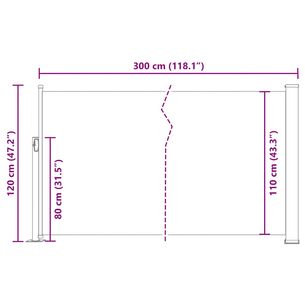 Ausziehbare Seitenmarkise 120x300 cm Rot