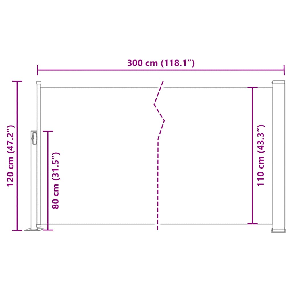 Ausziehbare Seitenmarkise 120x300 cm Braun