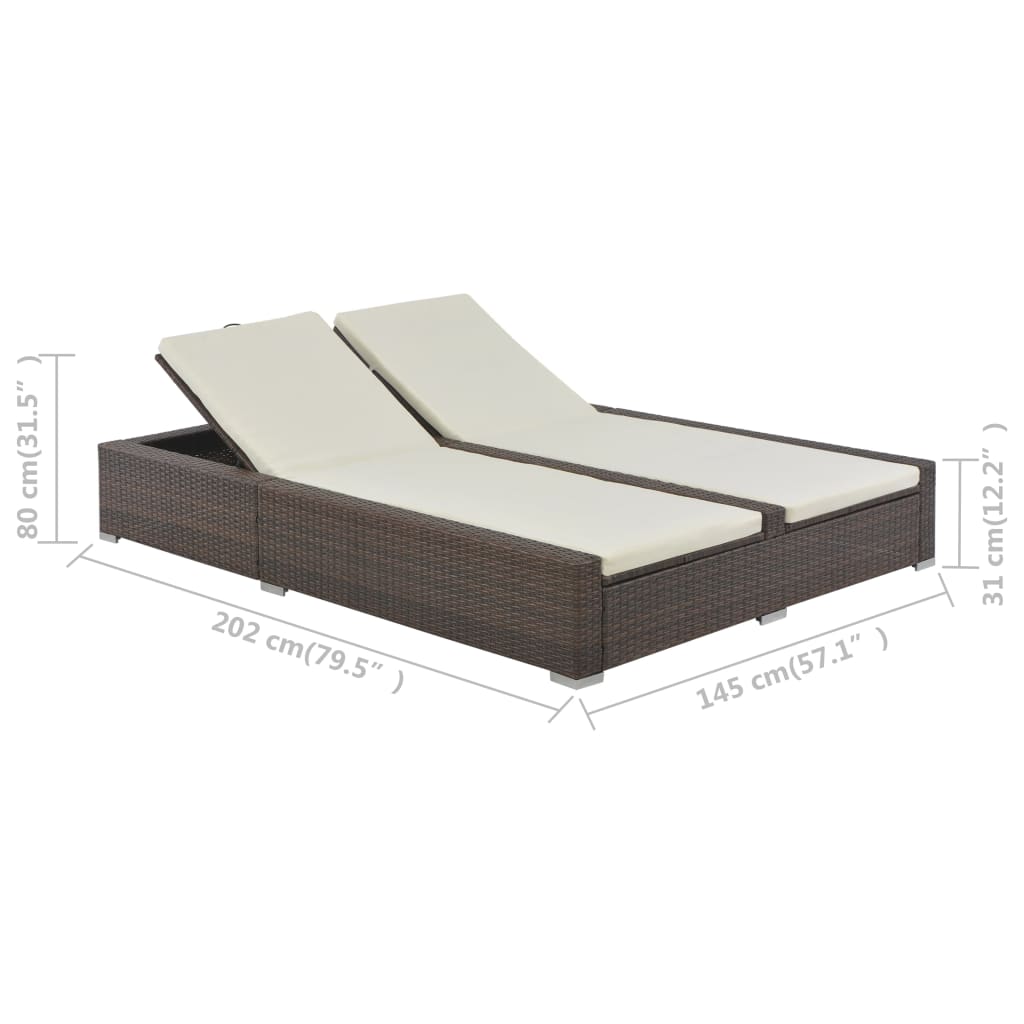 Dobbelt solseng polyrattan brun