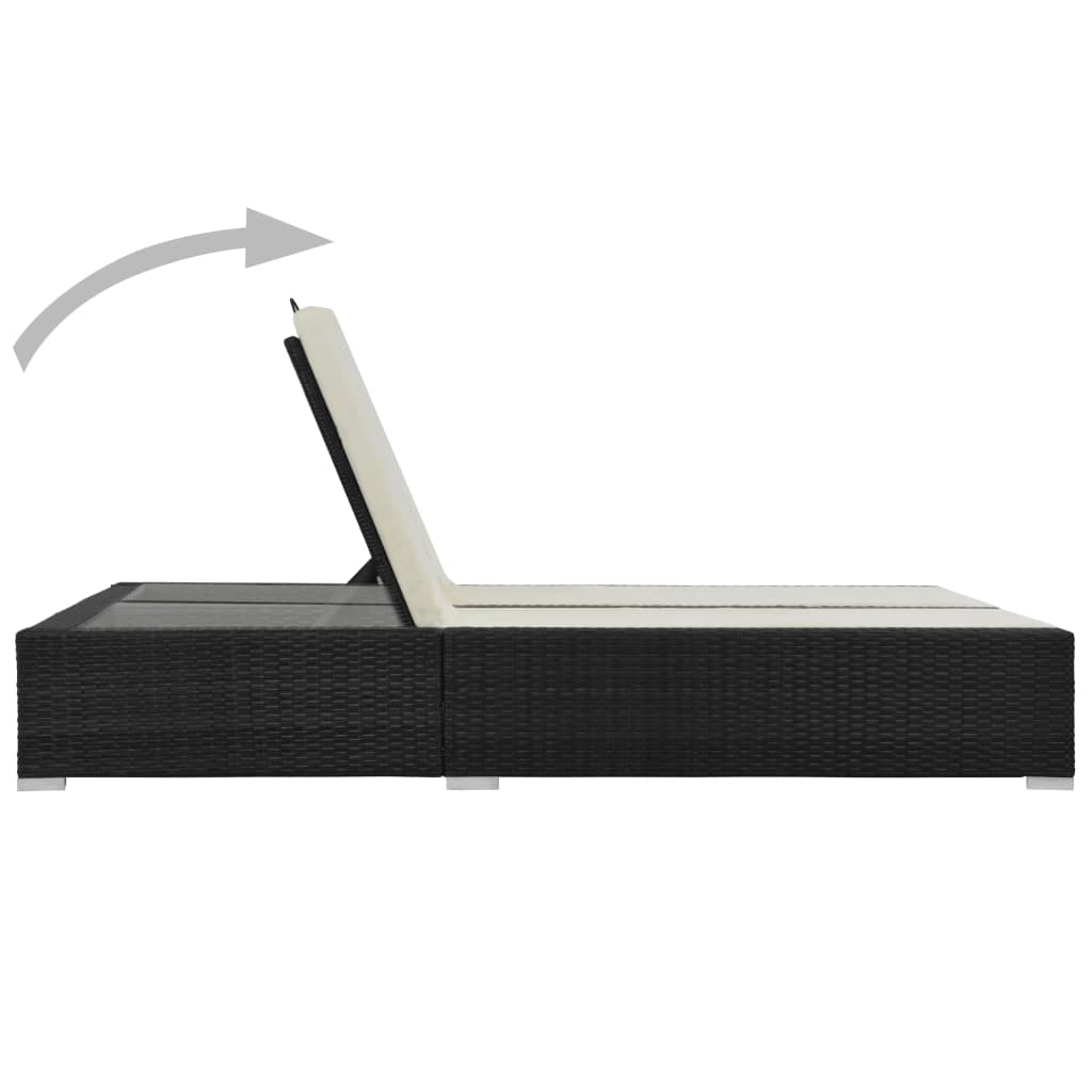 Dobbelt solseng polyrattan sort