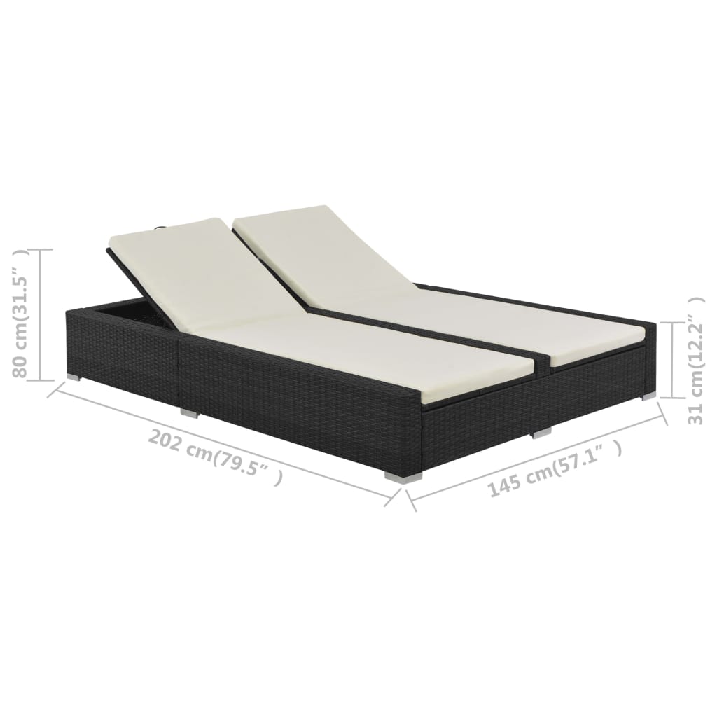 Dobbelt solseng polyrattan sort