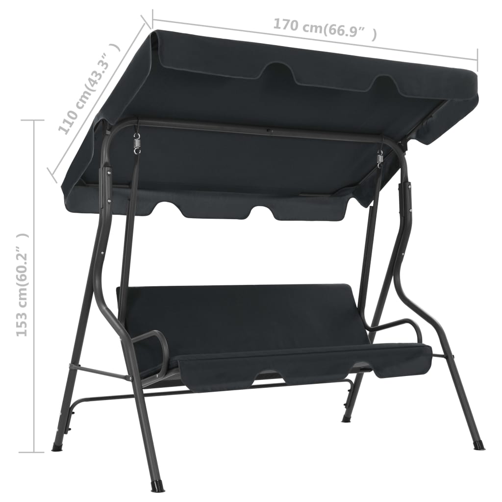 Hollywood gynge antracit 170×110×153 cm
