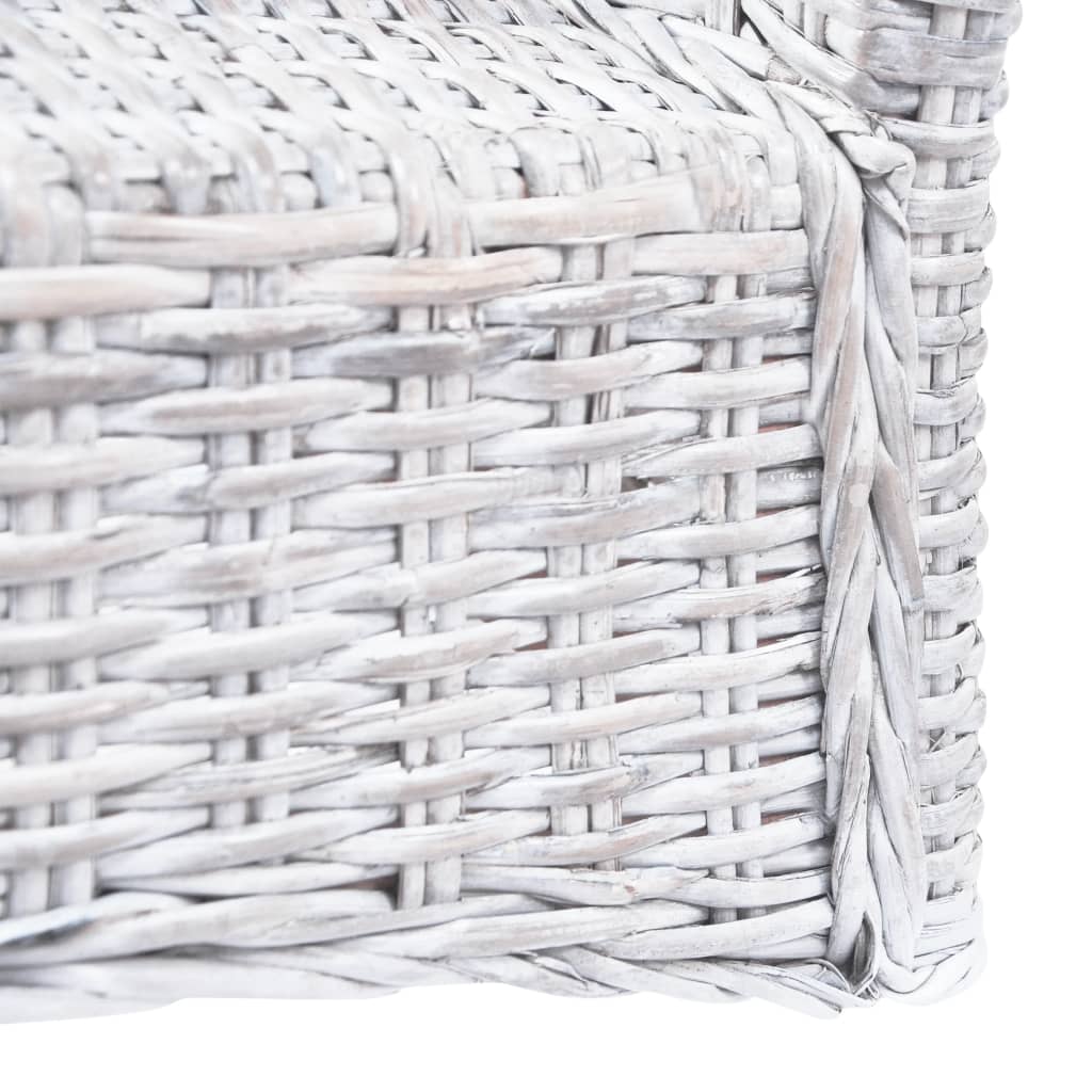Esszimmerstühle 4 Stk. Weiß Kubu Rattan und Mangoholz