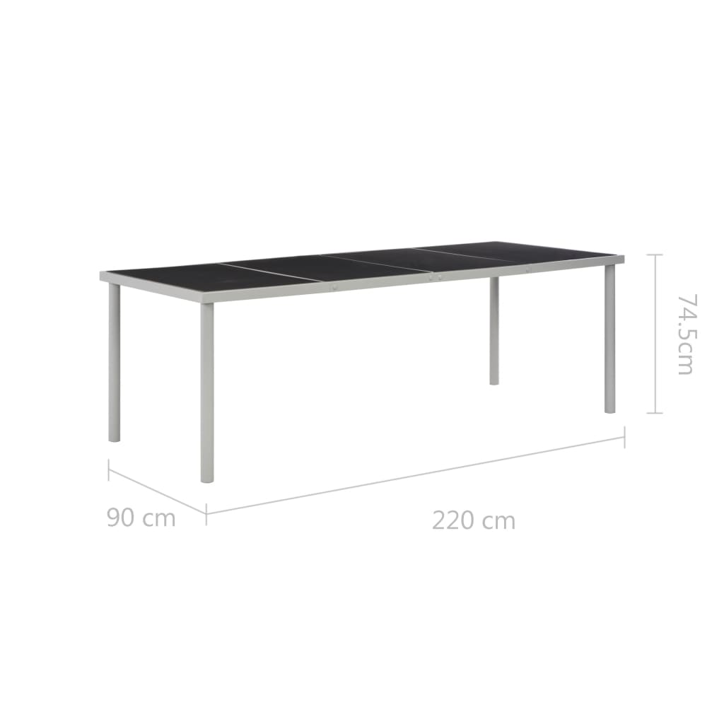 Gartentisch Schwarz 220x90x74,5 cm Stahl