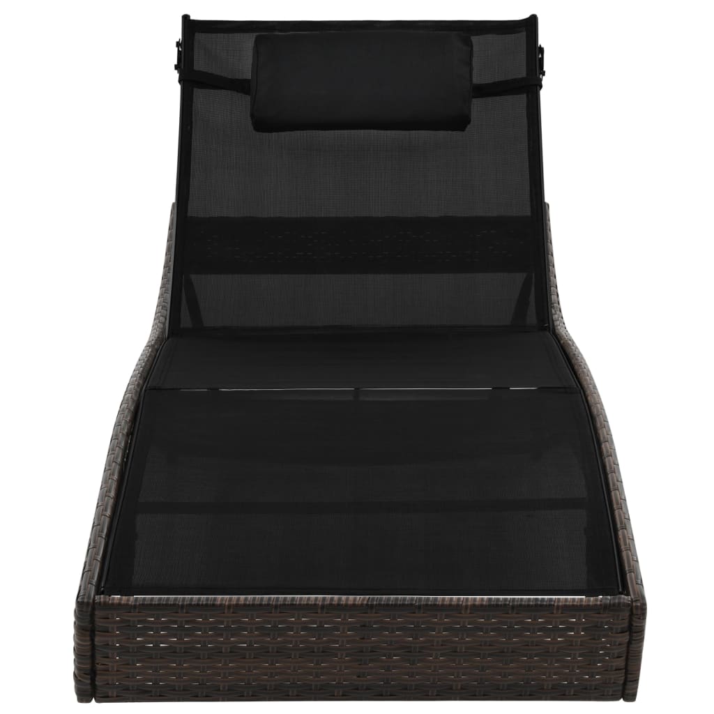 Solseng med pude polyrattan brun
