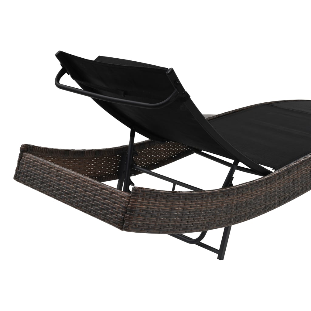 Solseng med pude polyrattan brun