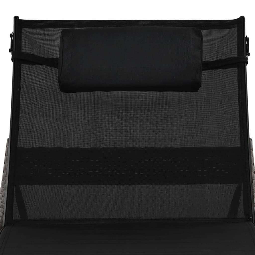 Solseng med pude polyrattan brun