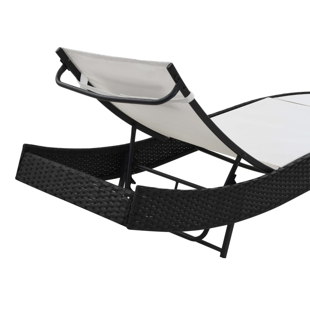 Solseng med pude Poly-Rattan Sort