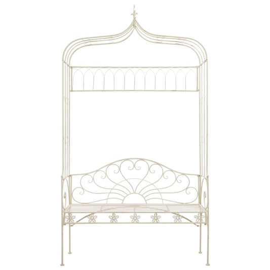Havebænk 122 cm Jern Antik Hvid