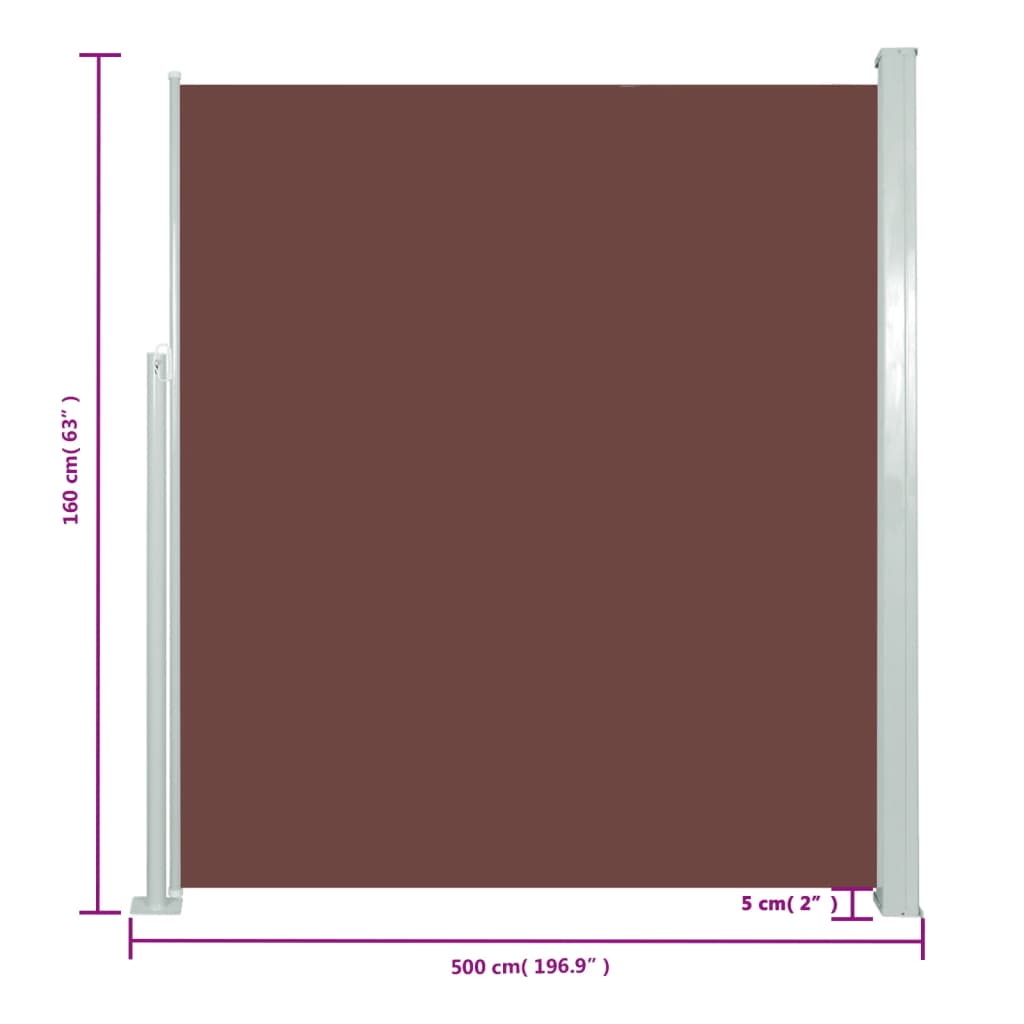 Udtrækbart Sidefortelt 160x500 cm Brun