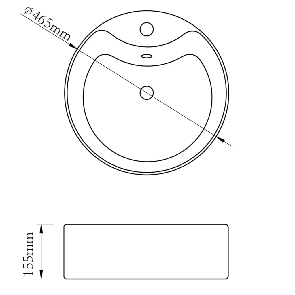 Håndvask med overløb 46,5 x 15,5 cm Keramik Sølv