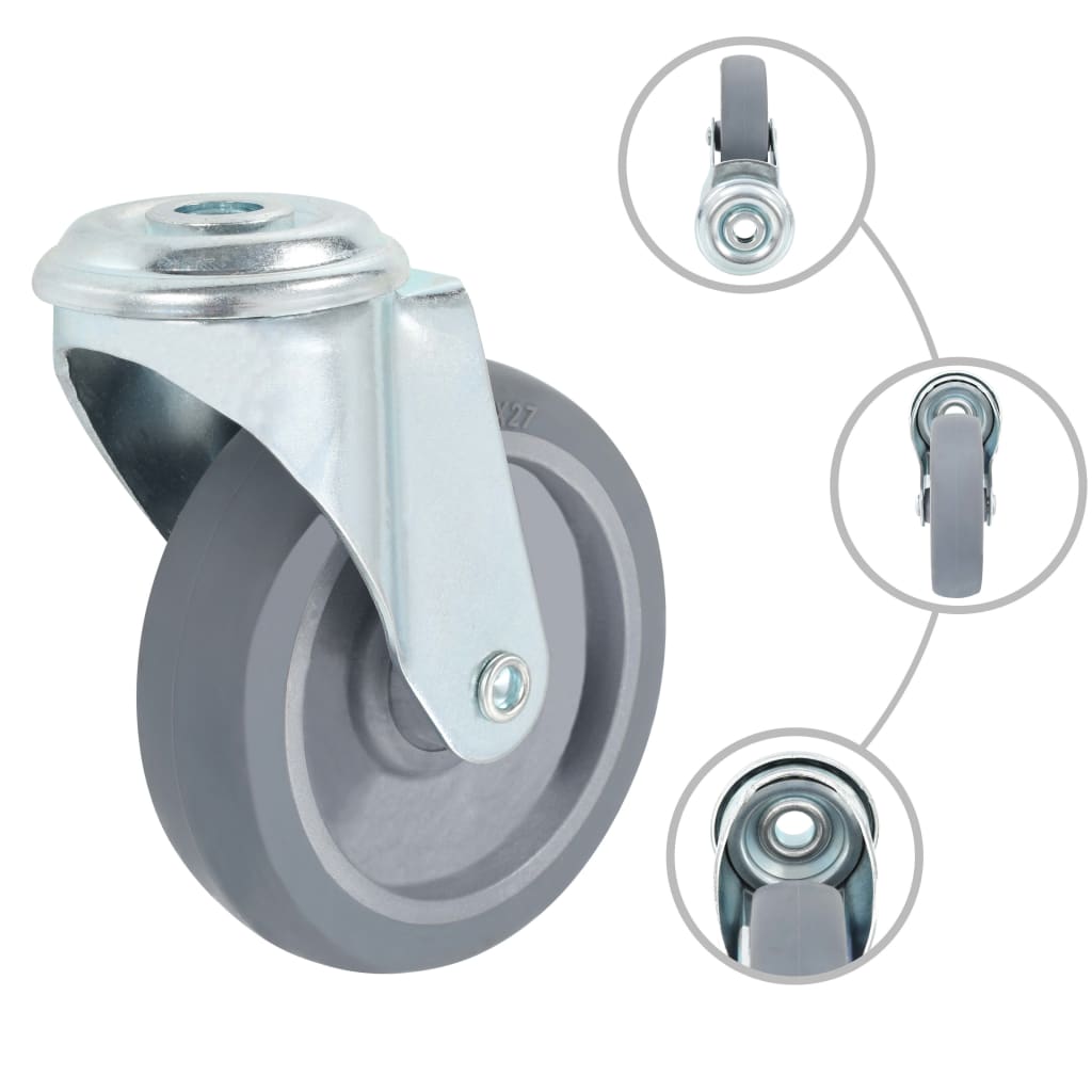 Svingbare hjul med bolthul 4 stk 100 mm