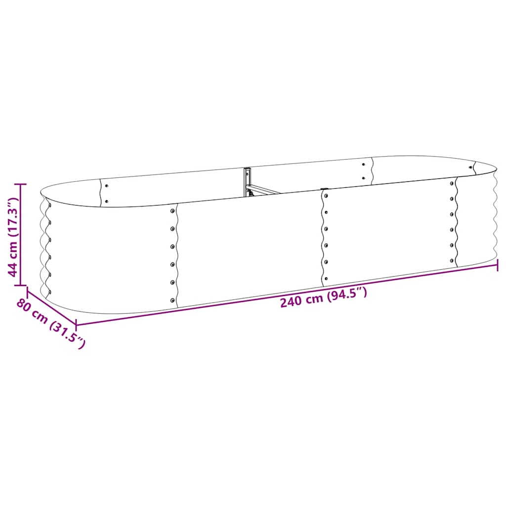 Garten-Hochbeet 240x80x44 cm Verzinkter Stahl Silbern
