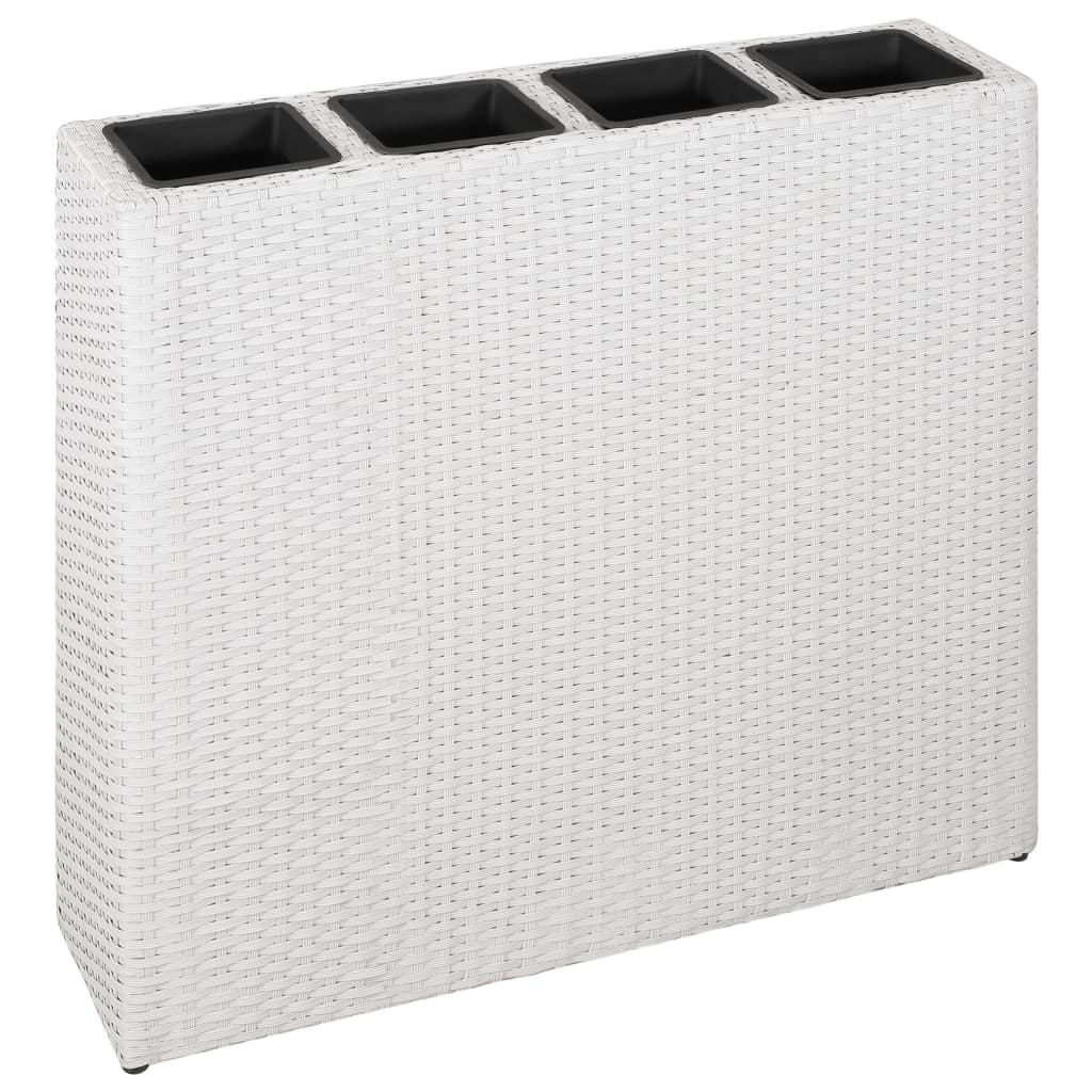 Haveseng med 4 potter polyrattan hvid