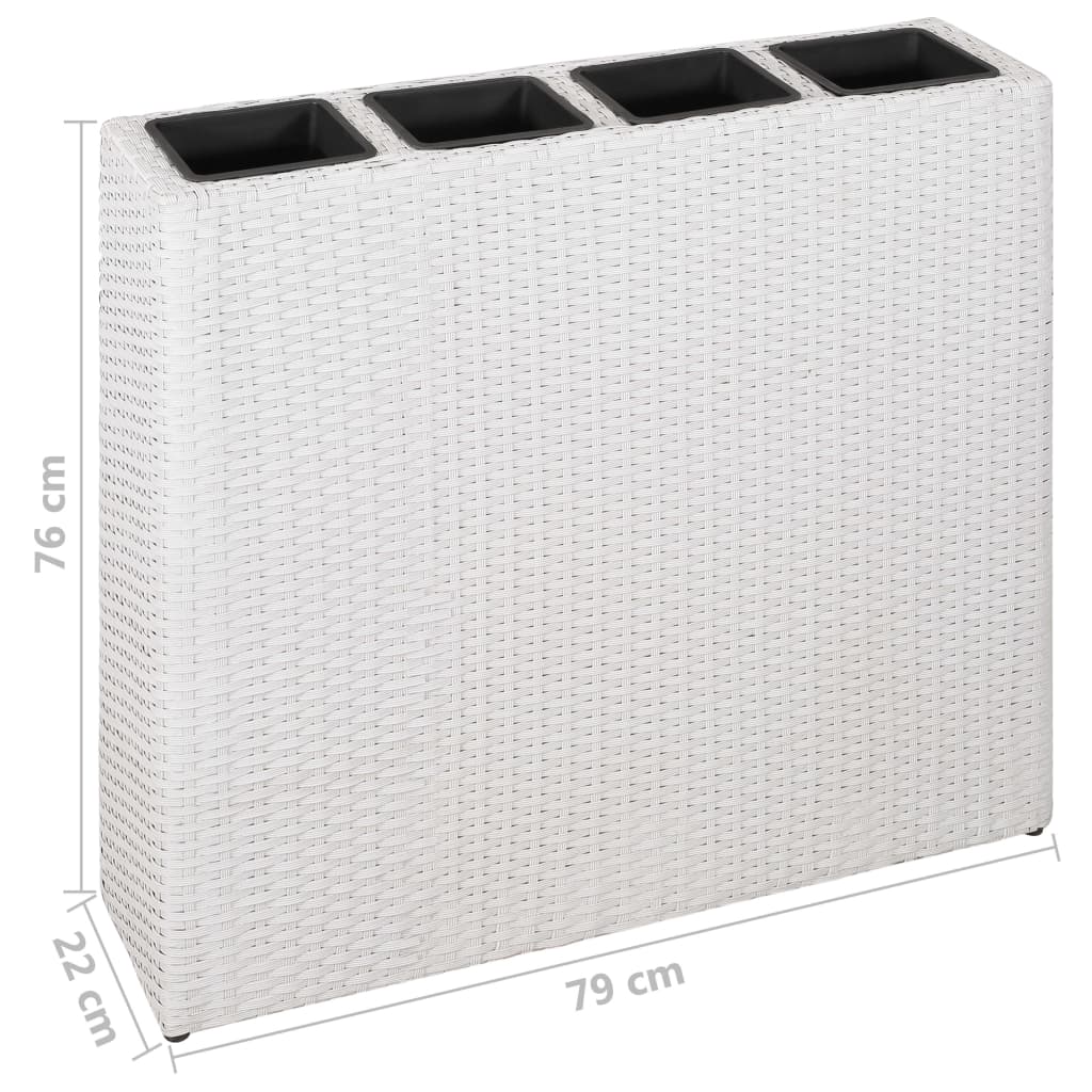 Haveseng med 4 potter polyrattan hvid