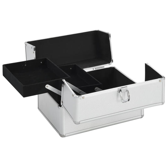 Kosmetikkoffer 22x30x21 cm Silbern Aluminium