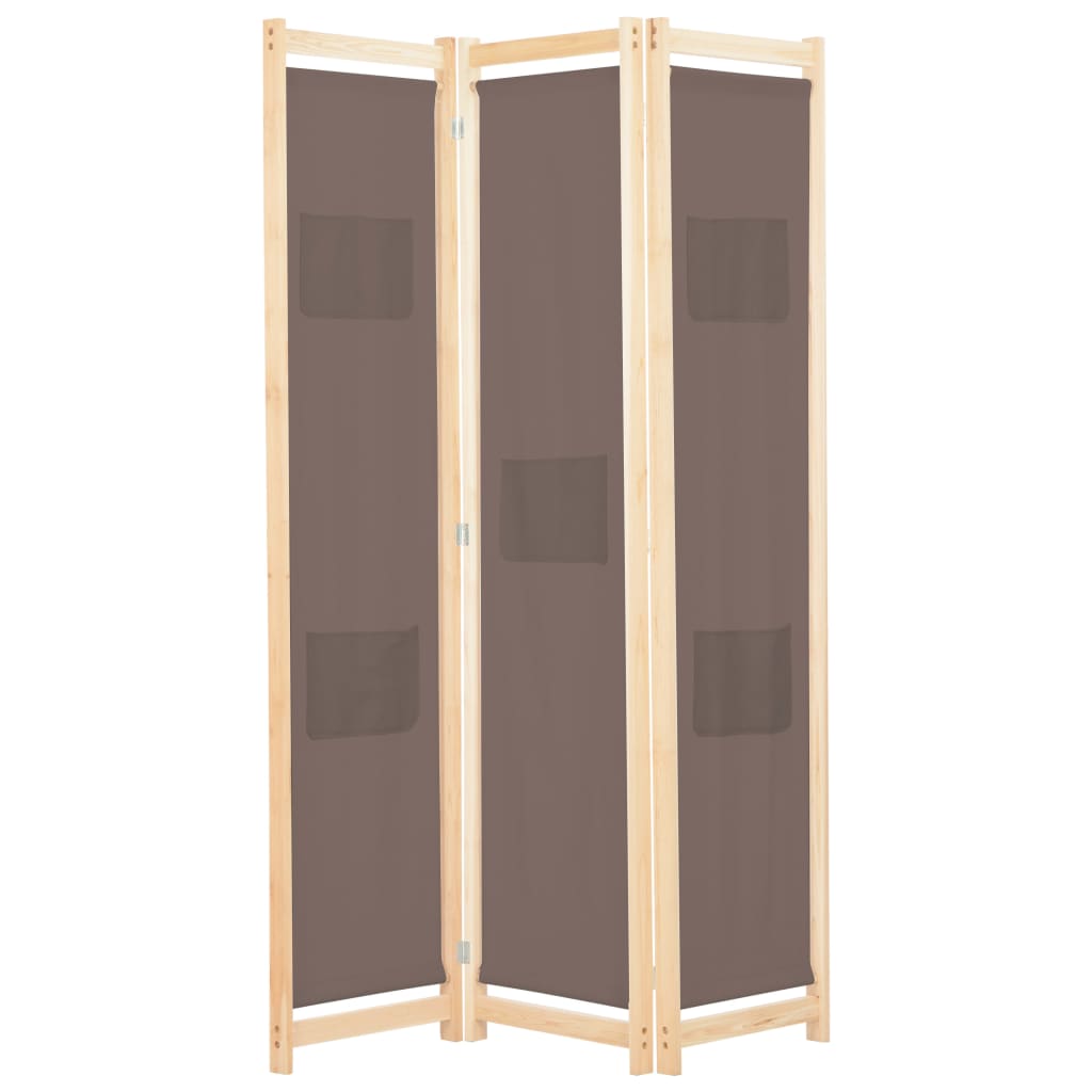3-delt rumdeler brun 120 x 170 x 4 cm stof