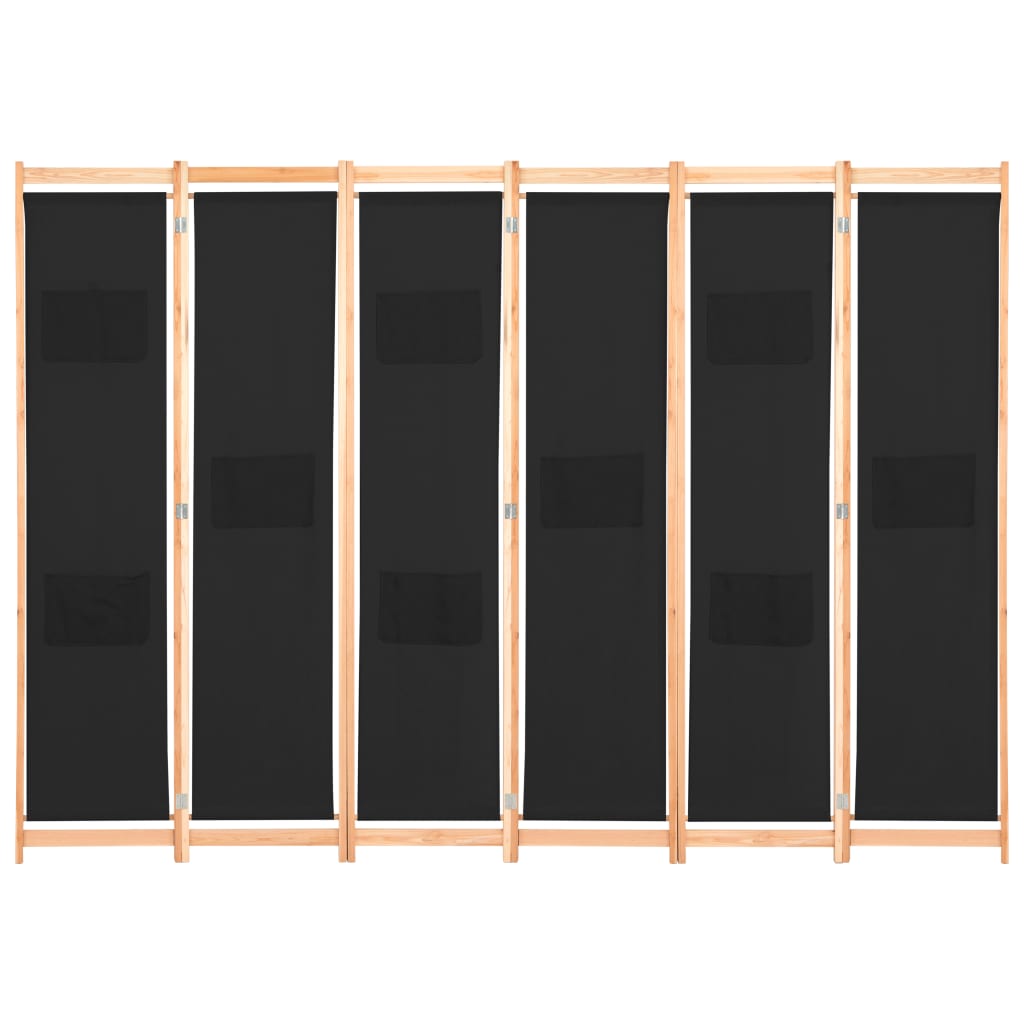 6-delt rumdeler sort 240 x 170 x 4 cm stof