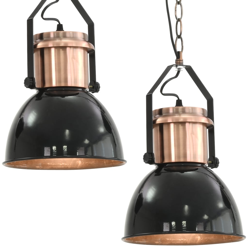 Loftslampe 2 stk Sort Rund E27