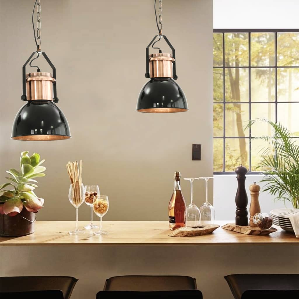 Loftslampe 2 stk Sort Rund E27