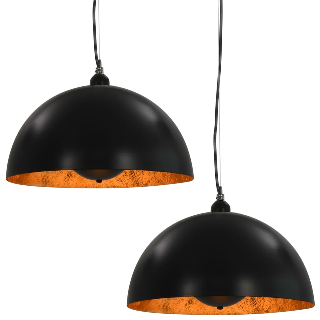Loftslamper 2 stk Sort og guld halvkugleformet 40cm E27