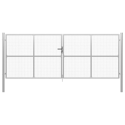 Gartentor Verzinkter Stahl 415 x 150 cm Silber