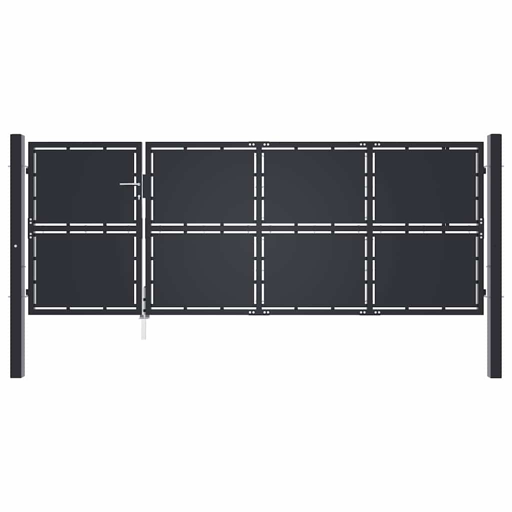 Gartentor Stahl 350 x 125 cm Anthrazit