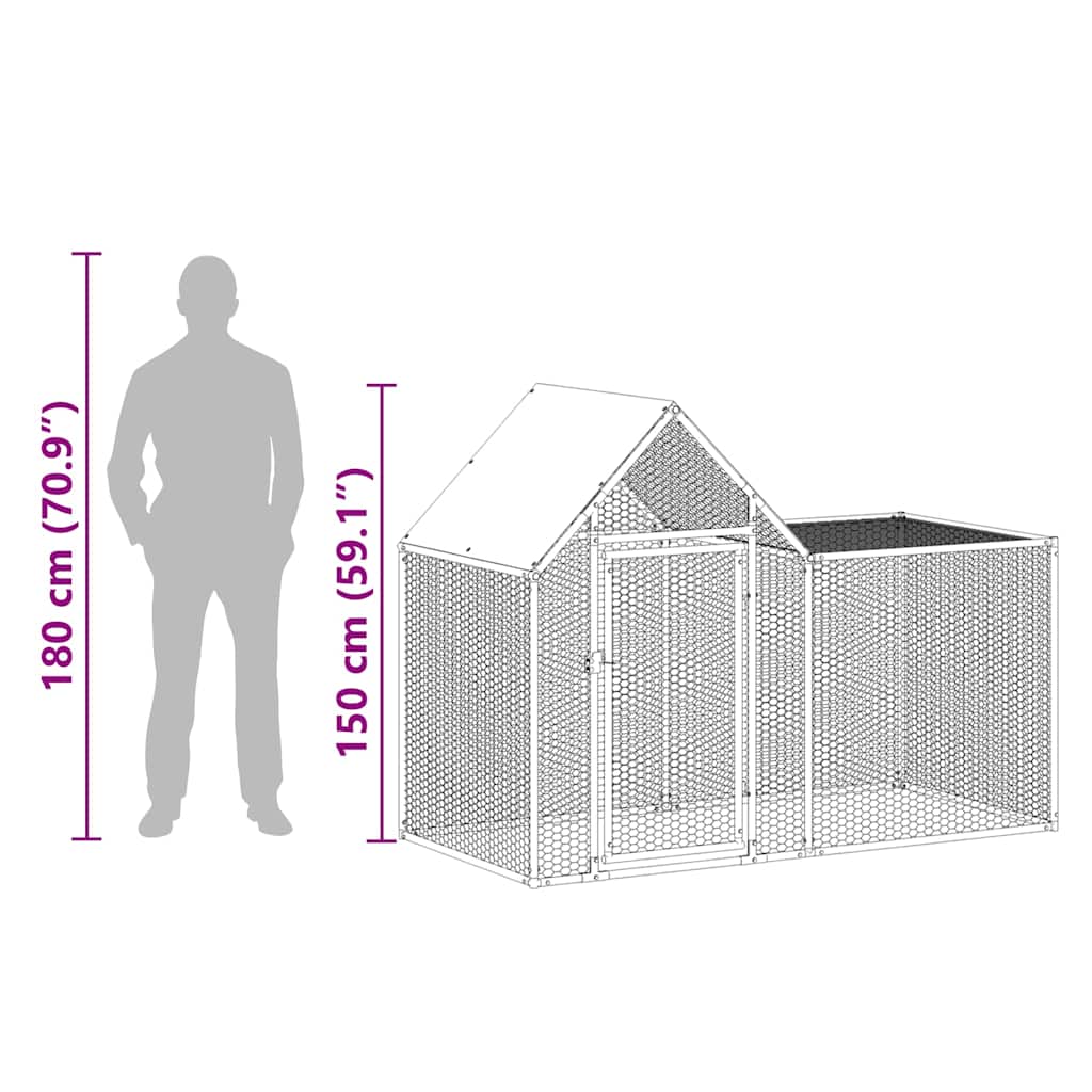Hühnerstall 2x1x1,5 m Verzinkter Stahl