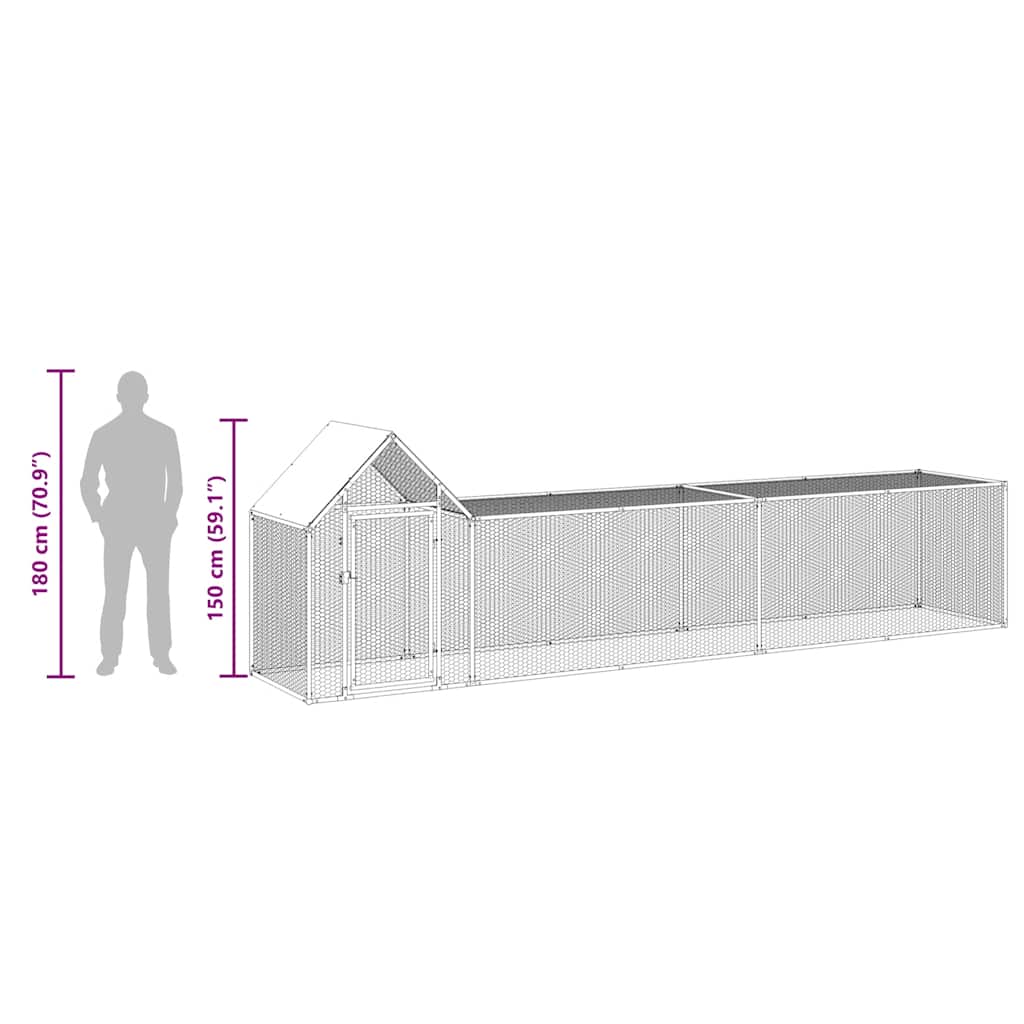Hønsehus 5x1x1,5 m Galvaniseret stål