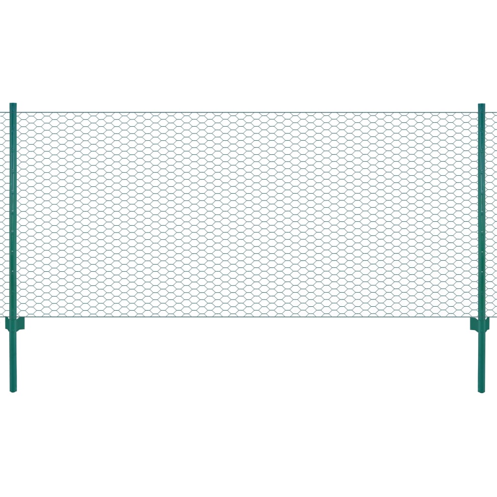 Maschendrahtzaun mit Pfosten Stahl 25 x 0,75 m Grün
