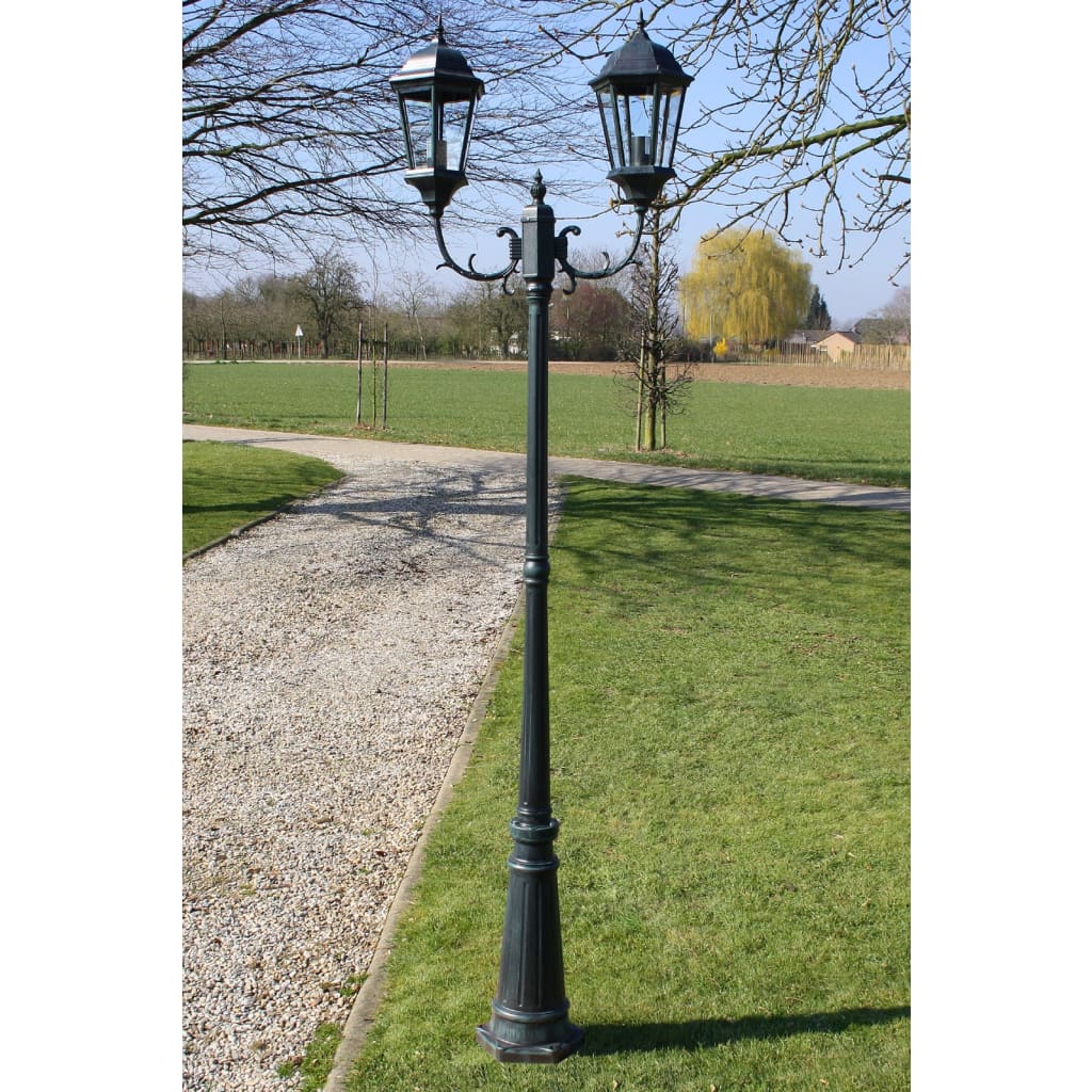 Havelanterne 2-flammet 230 cm Mørkegrøn/Sort Aluminium