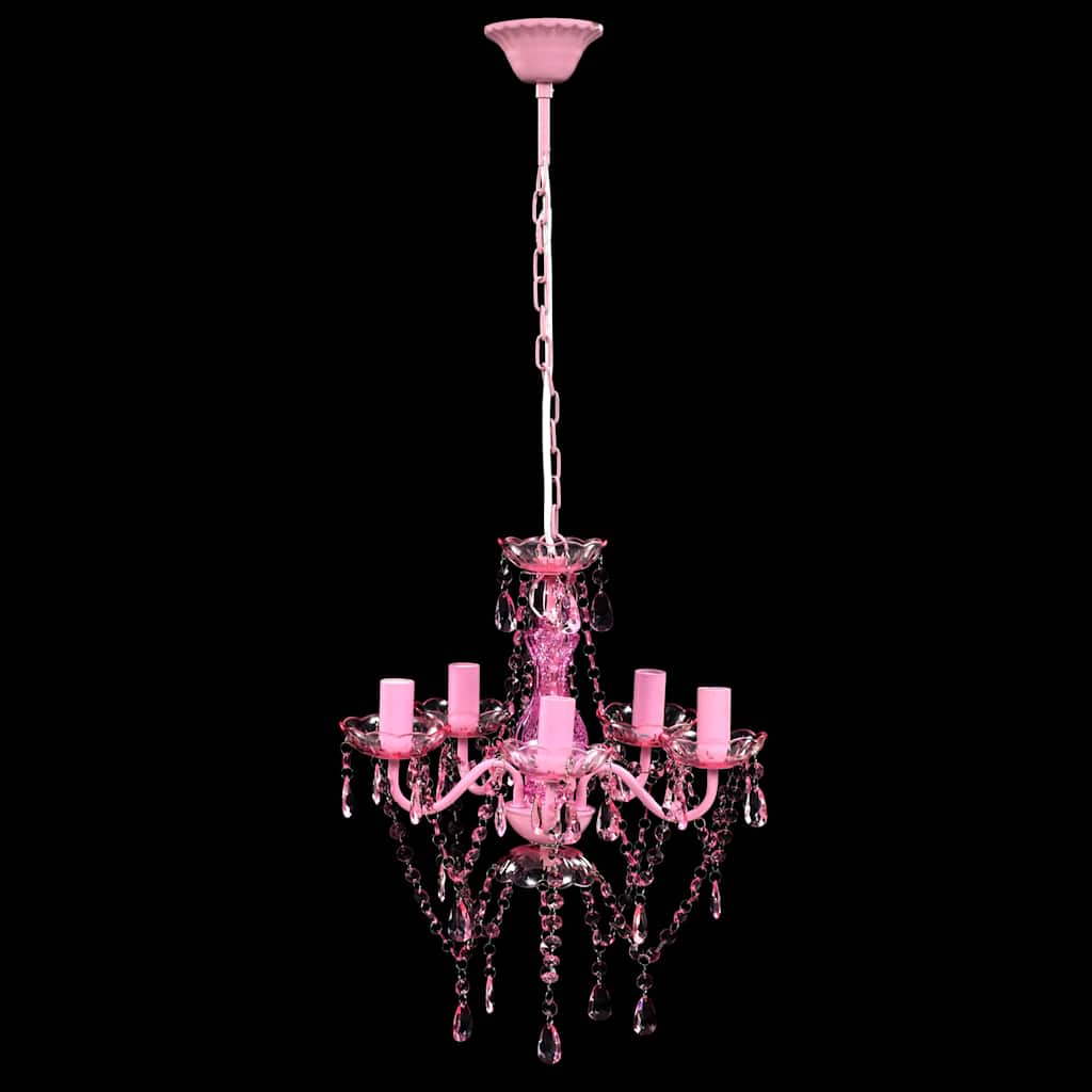 Lysekrone 5 lyspærer Pink