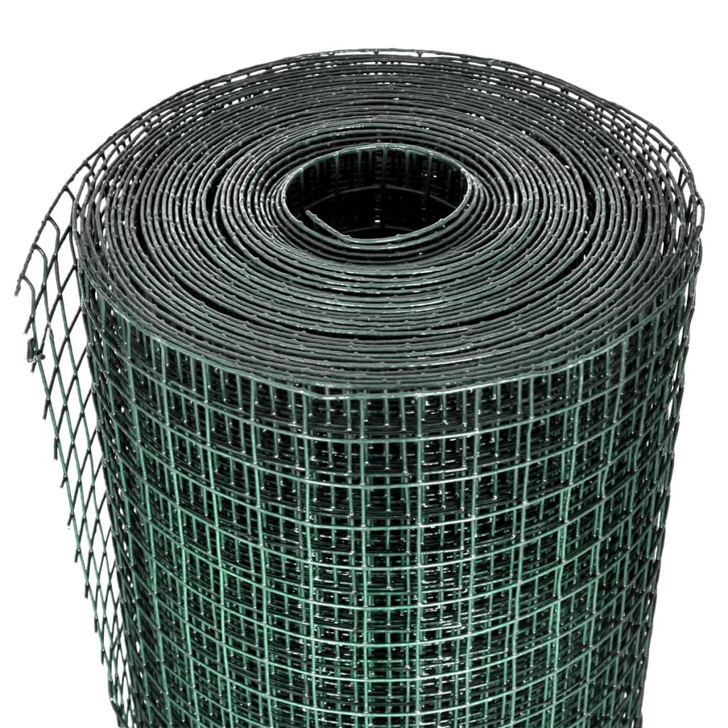 Trådhegn til høns Galvaniseret med PVC-belægning 10x1 m Grøn