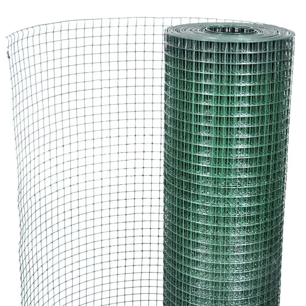 Trådhegn til høns Galvaniseret med PVC-belægning 10x1 m Grøn