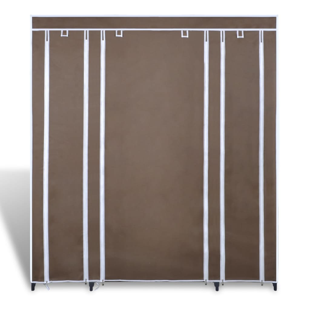 Stofgarderobe med rum og stænger 45×150×176 cm Brun
