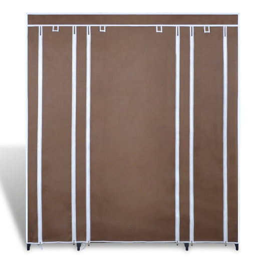 Stoffschrank mit Fächern und Stangen 45×150×176 cm Braun