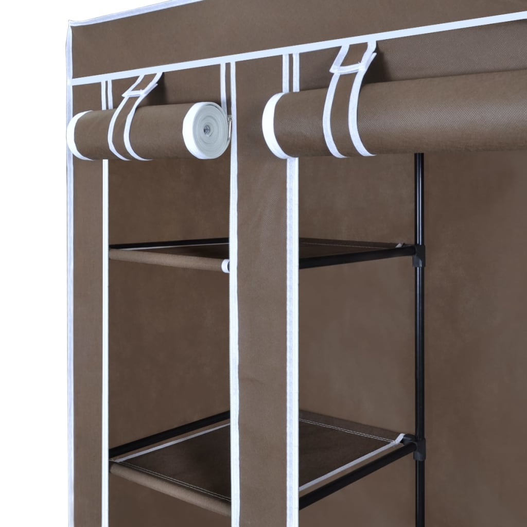 Stofgarderobe med rum og stænger 45×150×176 cm Brun