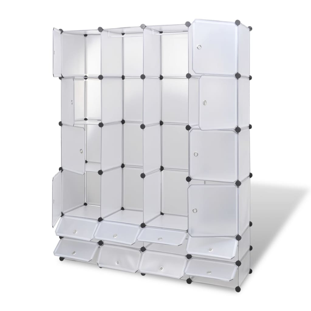 Modulskab med 18 rum Hvid 37x146x180,5 cm
